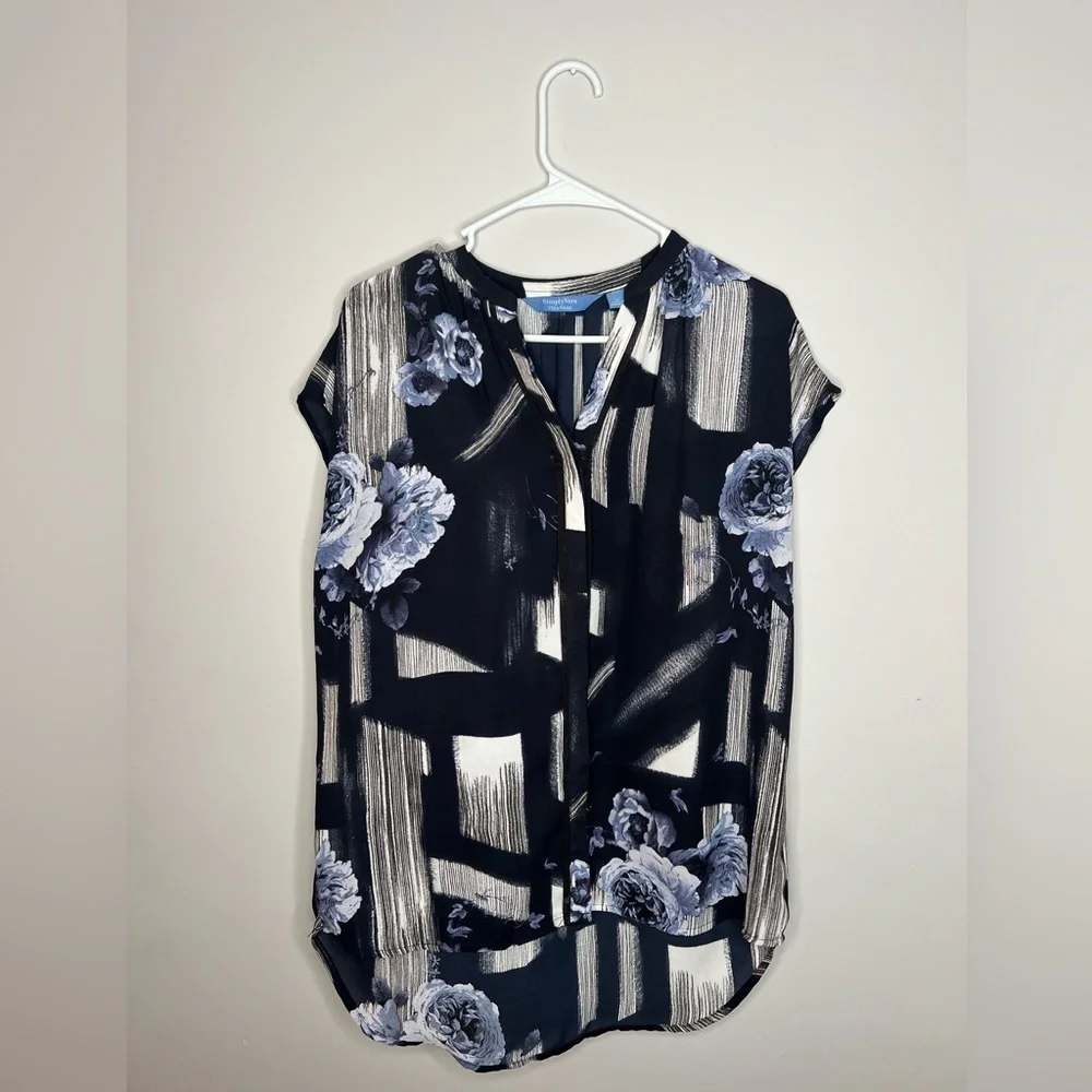 Simply Vera Floral Cap Sleeve Blouse Size M - Picture 1 of 6